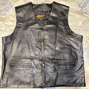 Men's Black Leather Vest